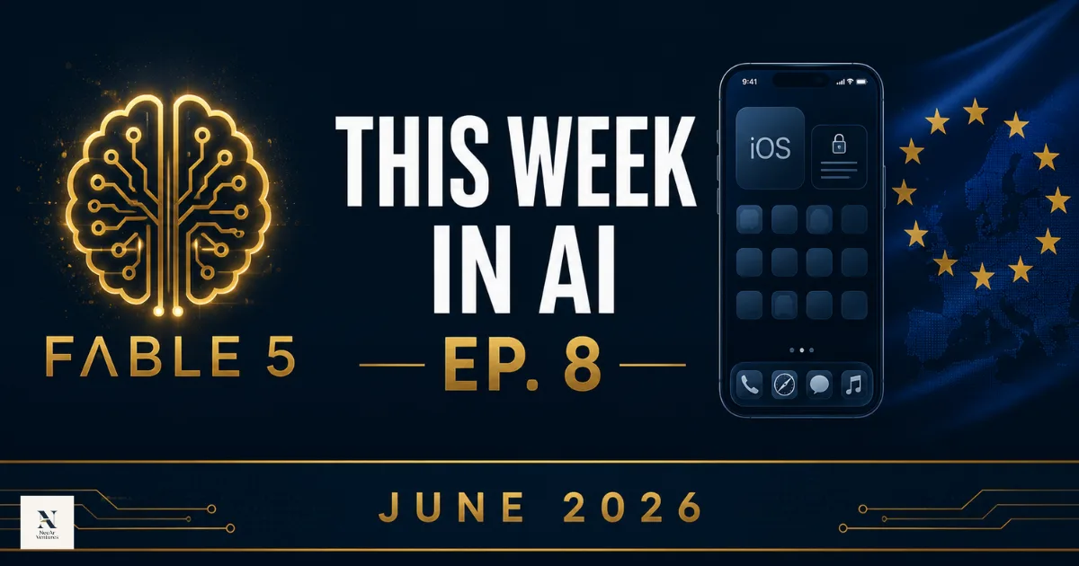 A composite image showing the Anthropic Fable 5 model launch, Apple WWDC 2026 keynote stage, and the EU AI Act countdown clock, representing the major AI developments of June 9-13, 2026.