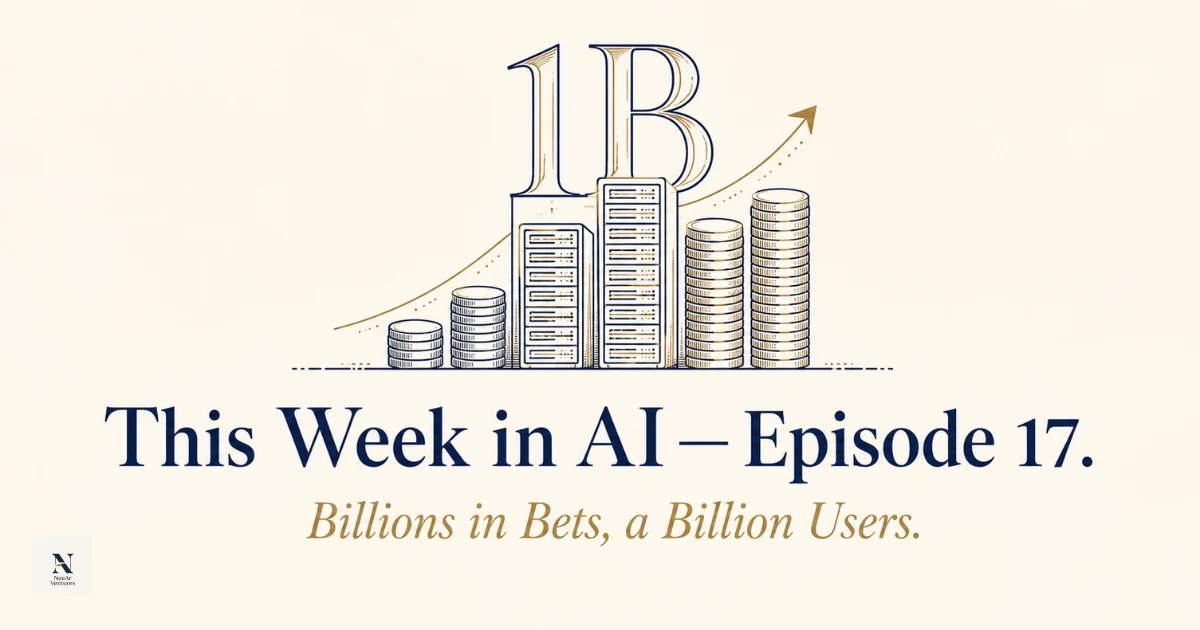 Editorial illustration representing this week's AI industry developments: infrastructure financing, user growth milestones, and compute deals.